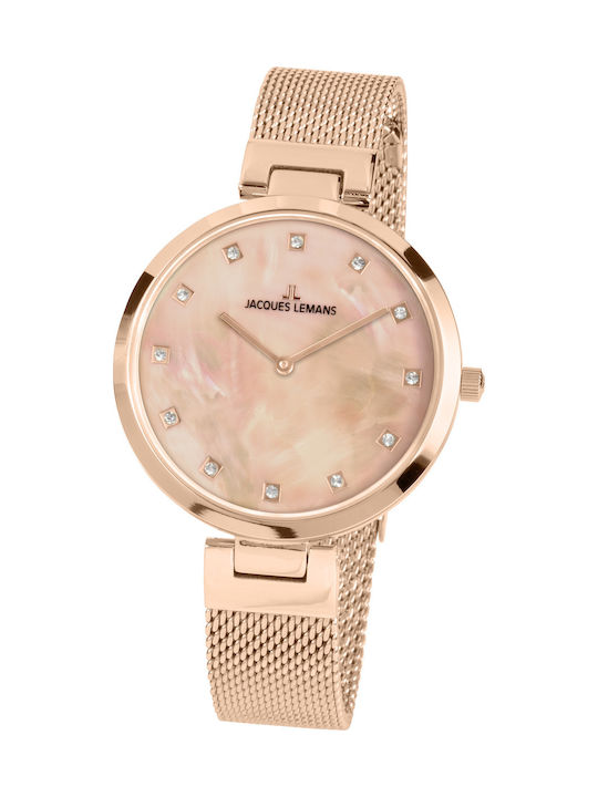 Jacques Lemans Milano Watch with Pink Gold Metal Bracelet