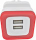 Φορτιστής Χωρίς Καλώδιο με 2 Θύρες USB-A Κόκκινος (147-09001)