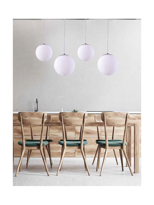 Home Lighting Alessia Ρυθμιζόμενο Κρεμαστό Φωτιστικό Λευκό Μπάλα με Ντουί E27 20x20x120εκ.
