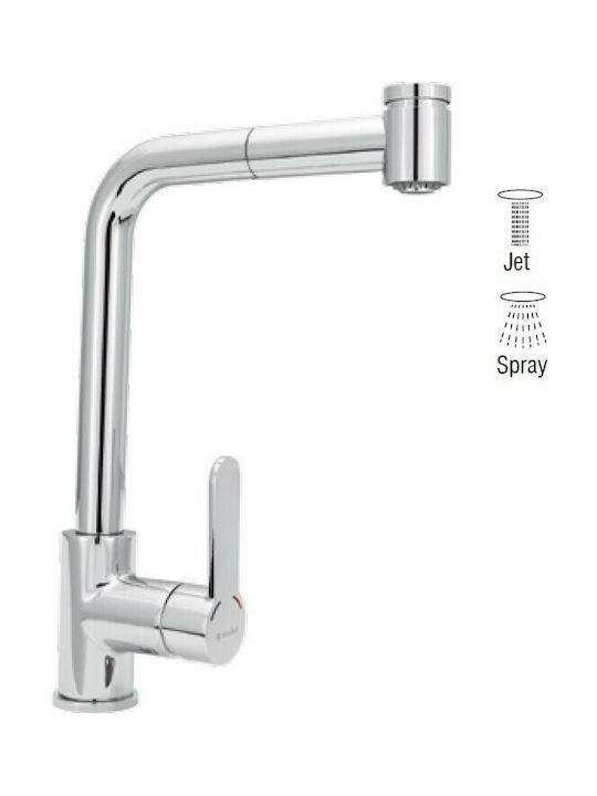 Viospiral Pull Out Omega Tall Kitchen Faucet Counter with Shower Silver