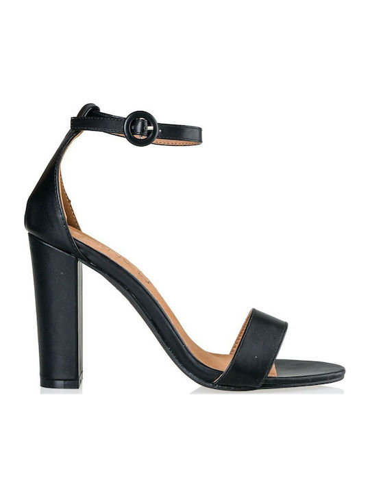 Envie Shoes Damen Sandalen mit Chunky hohem Absatz in Schwarz Farbe