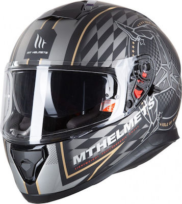 MT Thunder 3 SV Isle of Man Full Face Helmet with Sun Visor ECE 22.05 1550gr Matt Black/Gold MTHKRA245