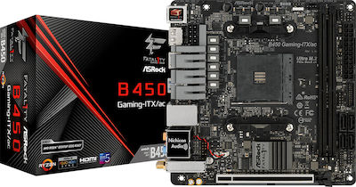 ASRock Fatal1ty B450 Gaming-ITX/ac Wi-Fi Motherboard Mini ITX with AMD AM4 Socket