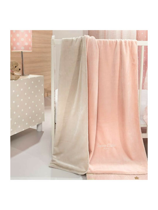 Saint Clair Κουβέρτα Κούνιας Tresor Pinky 2 Όψεων Fleece Ροζ 100x140εκ.