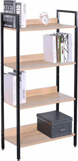 Βιβλιοθήκη Μαυρο Μεταλλο 60x28x126εκ.