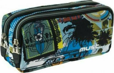 Must Palm Beach Pencil Case with 2 Compartments Blue