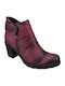 60341 Leder Stiefeletten Damen Burgundisch