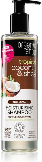 Natura Siberica Organic Shop Coconut & Shea Moisturising Σαμπουάν Αναδόμησης/Θρέψης & Ενυδάτωσης για Όλους τους Τύπους Μαλλιών 280ml