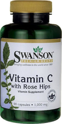 Swanson Vitamin C With Rose Hips Extract Βιταμίνη για Ενέργεια & Ανοσοποιητικό 1000mg 90 κάψουλες