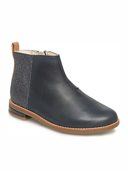 Kids Drew Fun K Leather Kids Boots with Zipper Blue