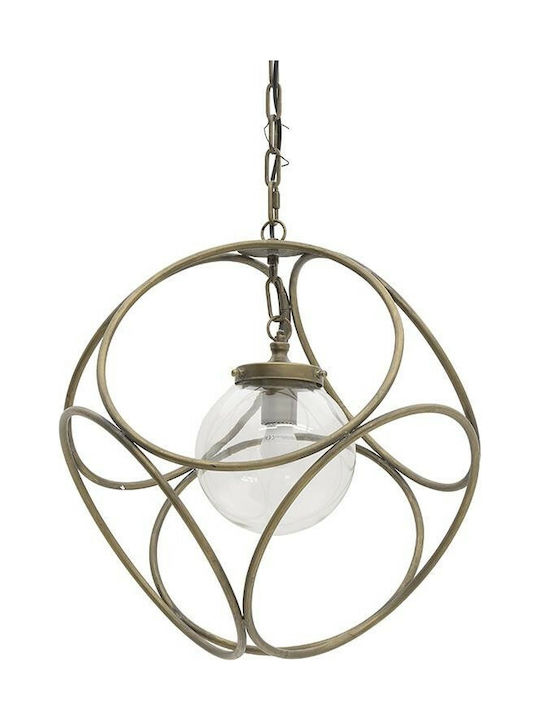 Inart Pendant Light Single-Light for Socket E27 Gold