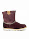 Clarks Crown Piper K Kids Suede Boots with Zipper Burgundy