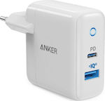 Anker Φορτιστής Χωρίς Καλώδιο με Θύρα USB-A και Θύρα USB-C 33W Power Delivery Λευκός (PowerPort II)