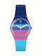 Swatch Azul' Heure Γυναικείο Ρολόι 34mm Μπαταρίας με Μπλε Καουτσούκ Λουράκι