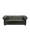 CHESTERFIELD Dreisitzer Sofa Echtes Leder Antique Gray 201x92x72cm