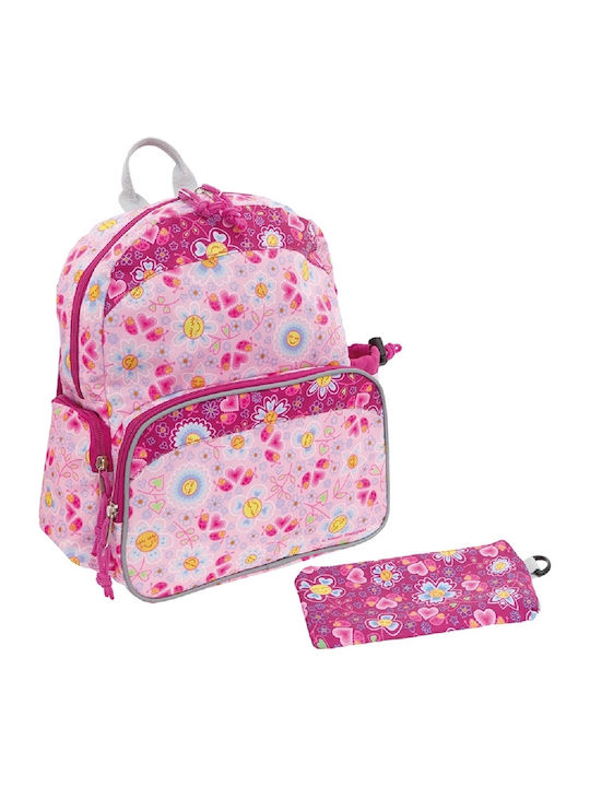 Laken Flowers Schulranzen Rucksack Kindergarten Rosa mit Flaschenhalter