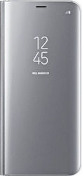 Hurtel Clear View Plastic Book Silver (Galaxy S9)