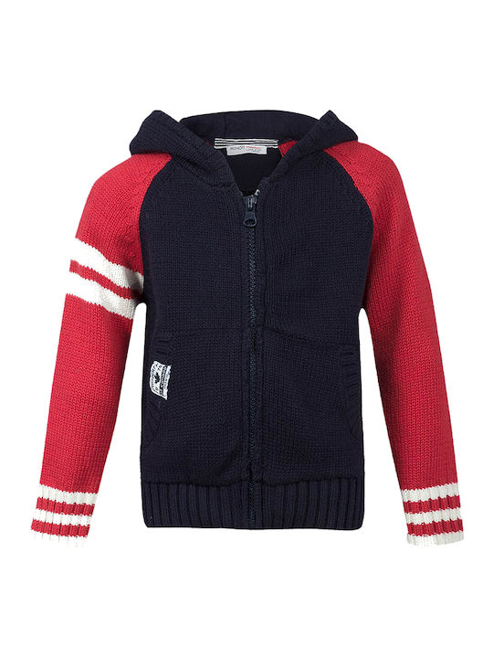 Knitted hooded cardigan for boys blue Minoti