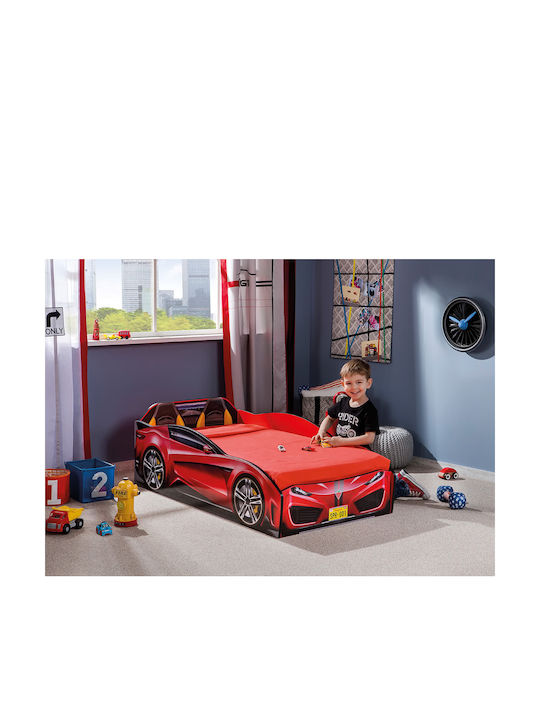 Παιδικό Κρεβάτι Αυτοκίνητο Μονό για Στρώμα 70x130cm Κόκκινο SP