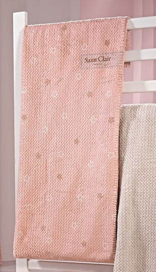 Saint Clair Κουβέρτα Κούνιας Ultrasoft Starlight Βελουτέ Ροζ 110x140εκ.
