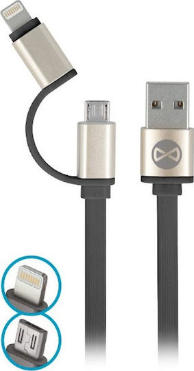 Forever Regular USB to Lightning / micro USB Cable Μαύρο 1m (GSM032487)