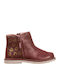 Pablosky Kids Leather Boots with Zipper Burgundy