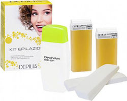 Depilia Honey Kit με Κεριέρα Αποτρίχωσης 2 Ρολλέτες Κερί με Μέλι + Ταινίες Αποτρίχωσης/AAS 50W