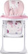 Kinderkraft Yummy Foldable Highchair with Metal Frame & Leatherette Seat Pink