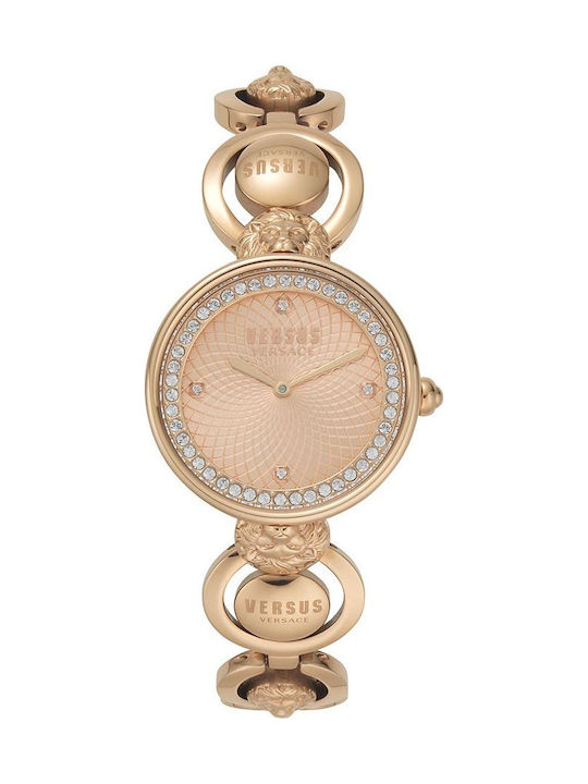 Versace Victoria Harbour Crystals Watch with Pink Gold Metal Bracelet