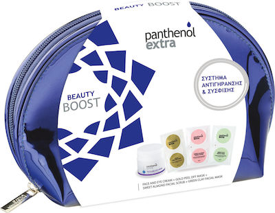 Medisei Panthenol Extra Beauty Boost Skin Care Set for Αnti-ageing & Firming with Face Scrub , Face Cream , Face Mask & Toiletry Bag