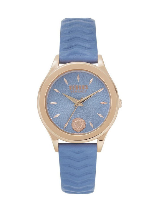 Versace Mount Pleasant Watch with Blue Leather Strap