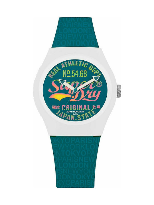 Superdry Urban Paradise Watch with Green Rubber Strap