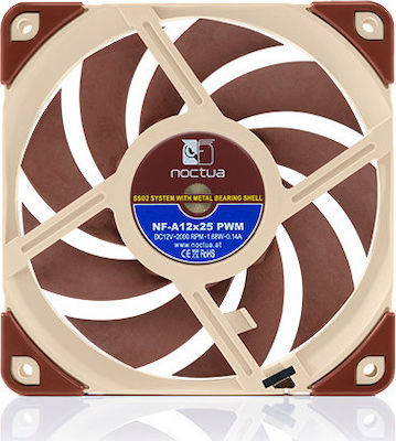 Noctua NF-A12x25 5V Case Fan 120mm με Σύνδεση 4-Pin PWM Καφέ