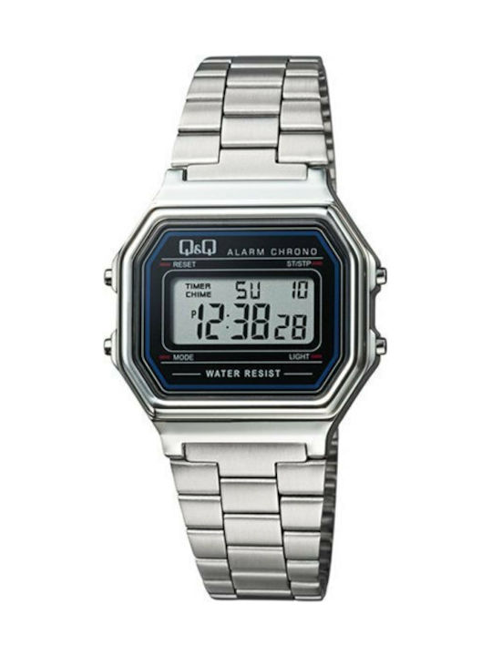 Q&Q Digital Watch Battery with Silver Metal Bracelet M173-001