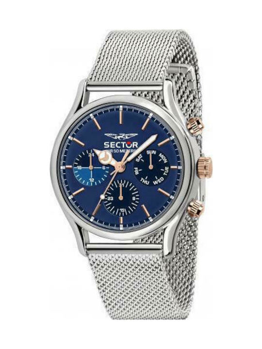 Sector Watch Chronograph Battery with Silver Metal Bracelet