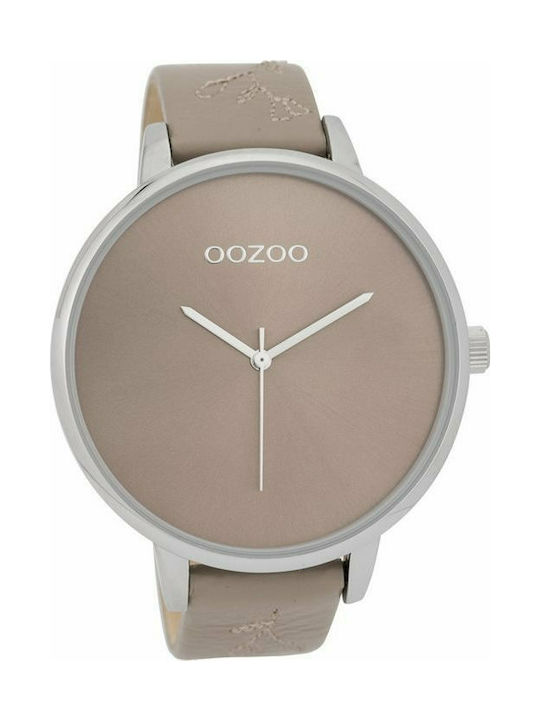 Oozoo Timepieces Watch with Beige Leather Strap