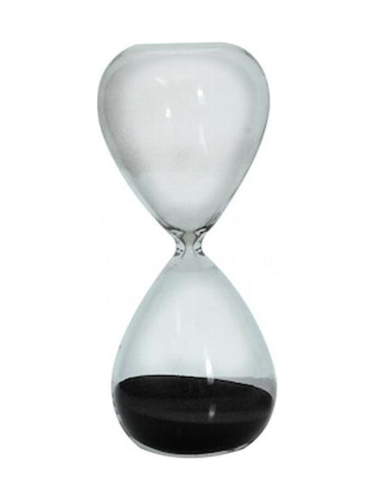 Glass hourglass with black sand