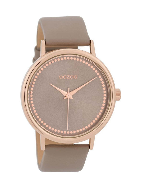 Oozoo Timepieces Watch with Beige Leather Strap