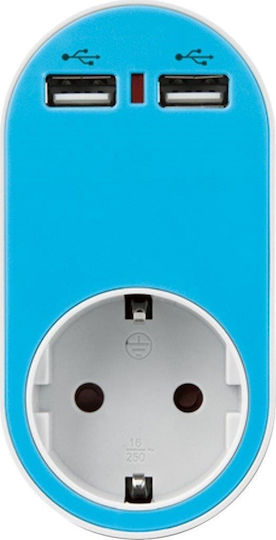 Eurolamp Ladegerät ohne Kabel mit 2 USB-A Anschlüsse Blau (147-09013)