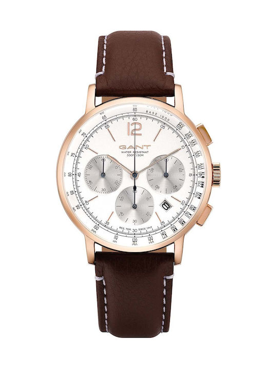 Gant Bronwood Chronograph Battery Chronograph Watch with Leather Strap Brown