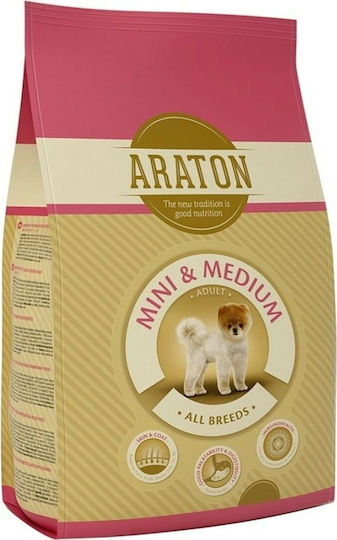 Araton Mini & Medium 3кг Суха Храна за Възрастни Кучета от Малки и Средни Породи с Месо