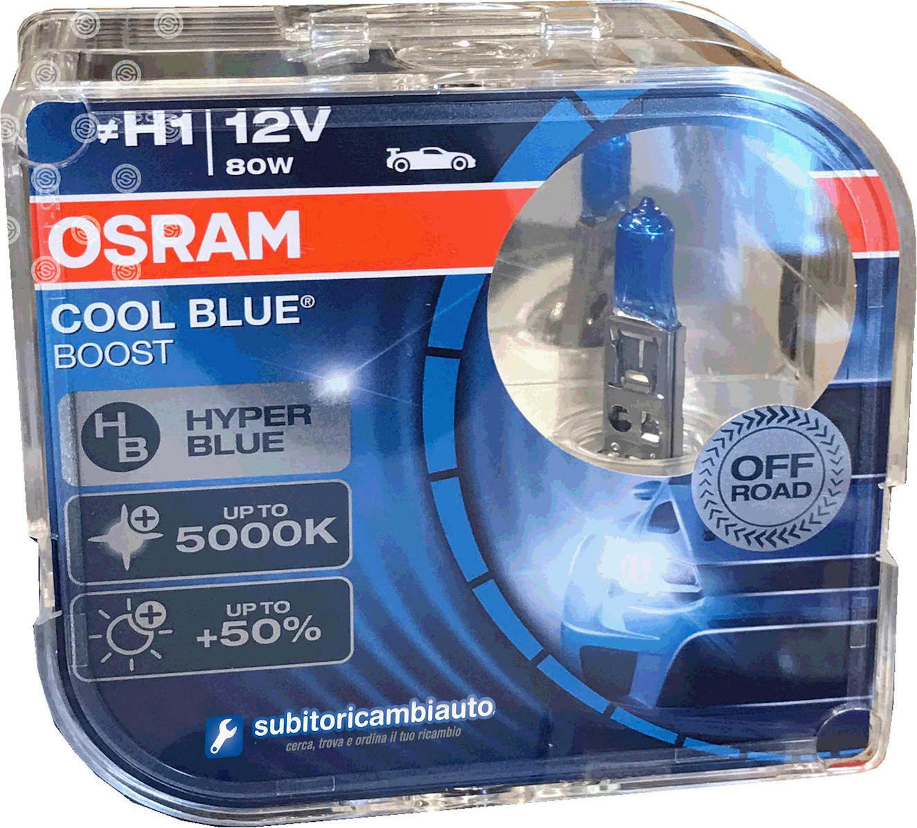 Osram Λάμπες Αυτοκινήτου Cool Blue Boost H1 Αλογόνου 5000K Ψυχρό Λευκό 12V  80W 2τμχ 62150CBB-HCB