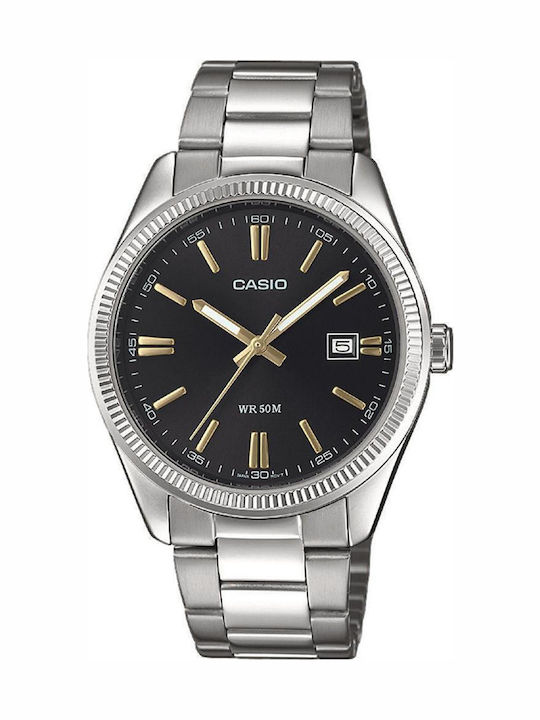 Casio Мъжки Часовник 38.5mm На Батерия със Среб...