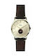 Q&Q Watch Battery with Brown Leather Strap QA60J801Y