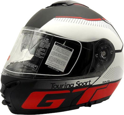 Faseed FS-907 GT Flip-Up Helmet with Sun Visor ECE 22.05 Black/Red PAT-907-GT-RD