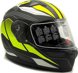 Faseed FSD 817 Black/Yellow Fluocent Motorradhelm Volles Gesicht PAT-FSD817fluo