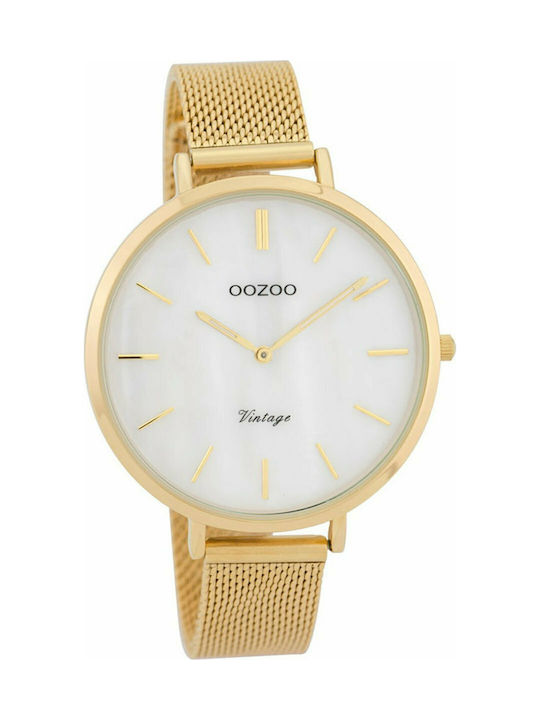 Oozoo Timepieces Vintage Ρολόι με Χρυσό Μεταλλικό Μπρασελέ