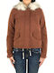 Only Women's Short Lifestyle Jacket for Winter with Hood Mahogany