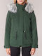 Only Women's Hiking Short Parka Jacket for Winter with Detachable Hood Khaki