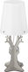 Eglo Huntsham Wood Vintage Table Lamp for Socket E14 with White Shade and Green Base